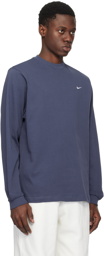 Nike Navy Embroidered Long Sleeve T-Shirt