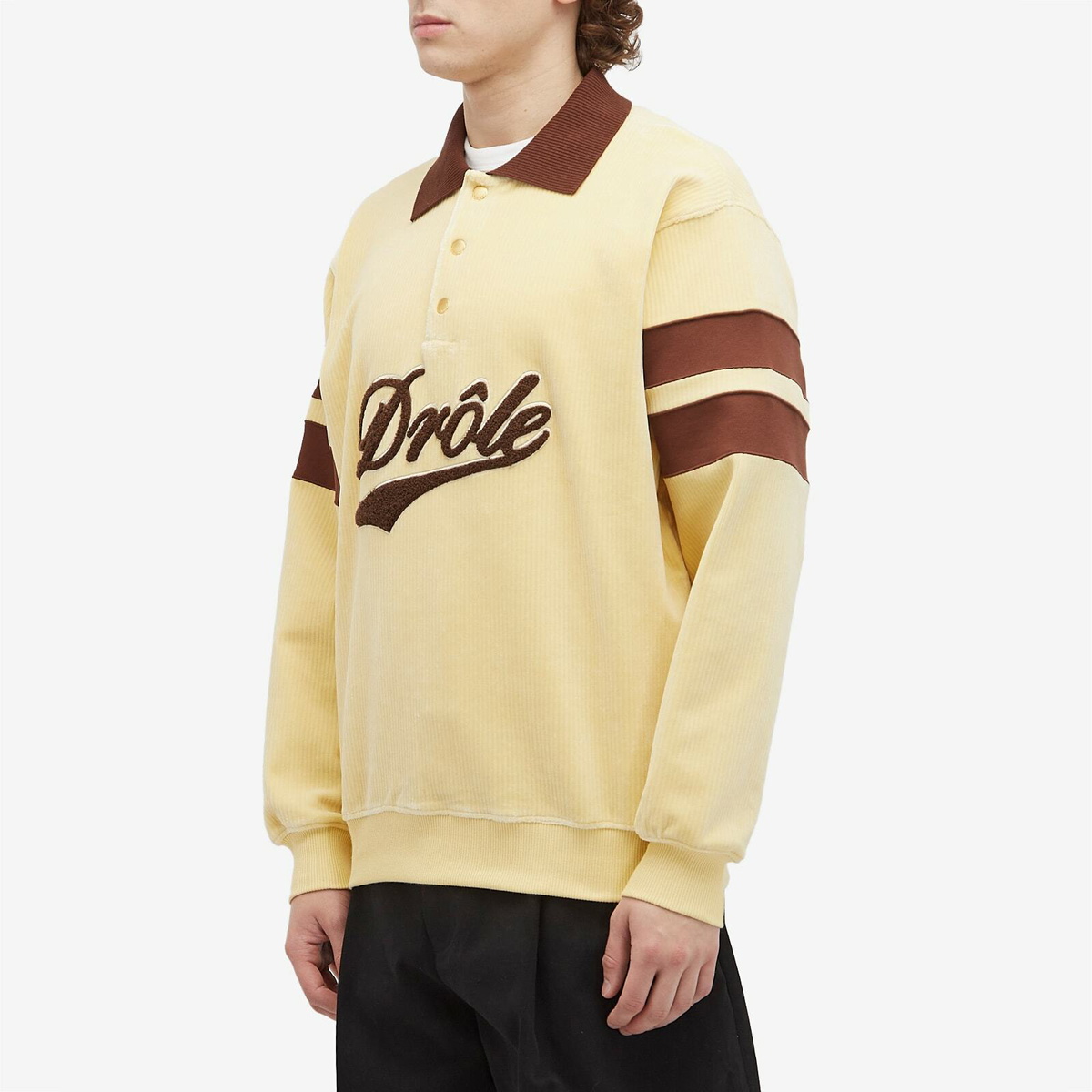 Tシャツ・カットソー Drole de Monsieur Polo Mens Cotton Long Sleeve Tee Drôle de Monsieur Men's Velvet Logo Long Sleeve Polo Shirt