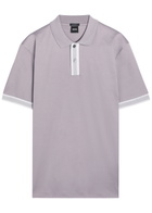Boss Striped-trim Cotton Polo Shirt Light Purple