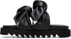 Toga Pulla Black Leather Flat Sandals