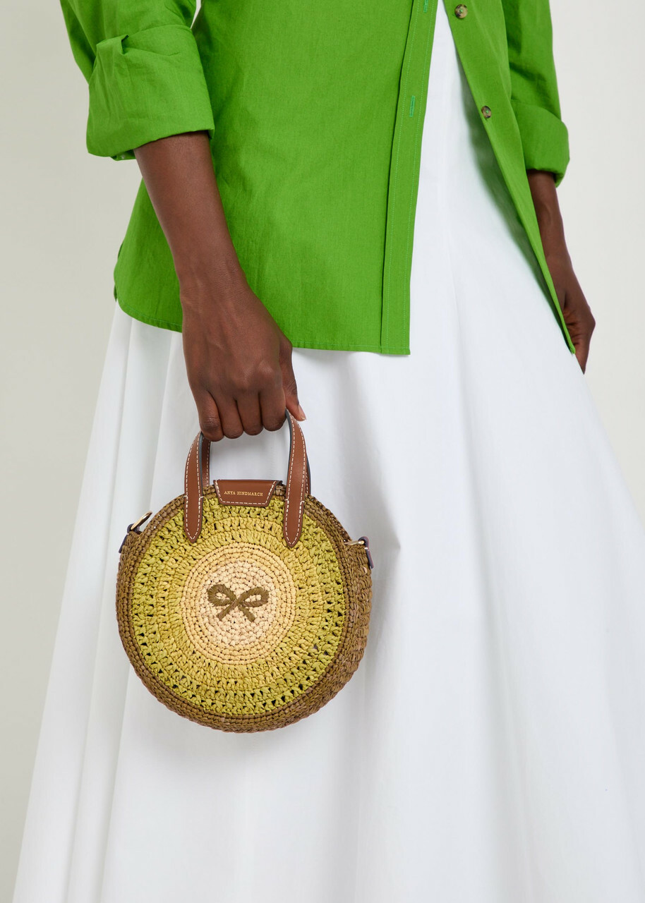 Anya Hindmarch Small Round bow Raffia Tote bag - Green - One Size
