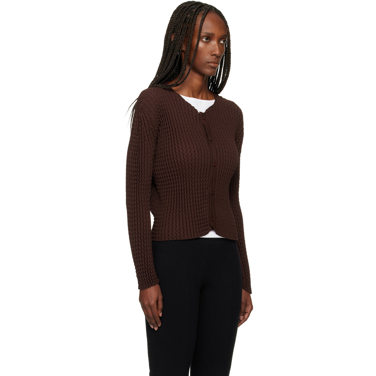 ISSEY MIYAKE Brown October Spongy-58 Cardigan