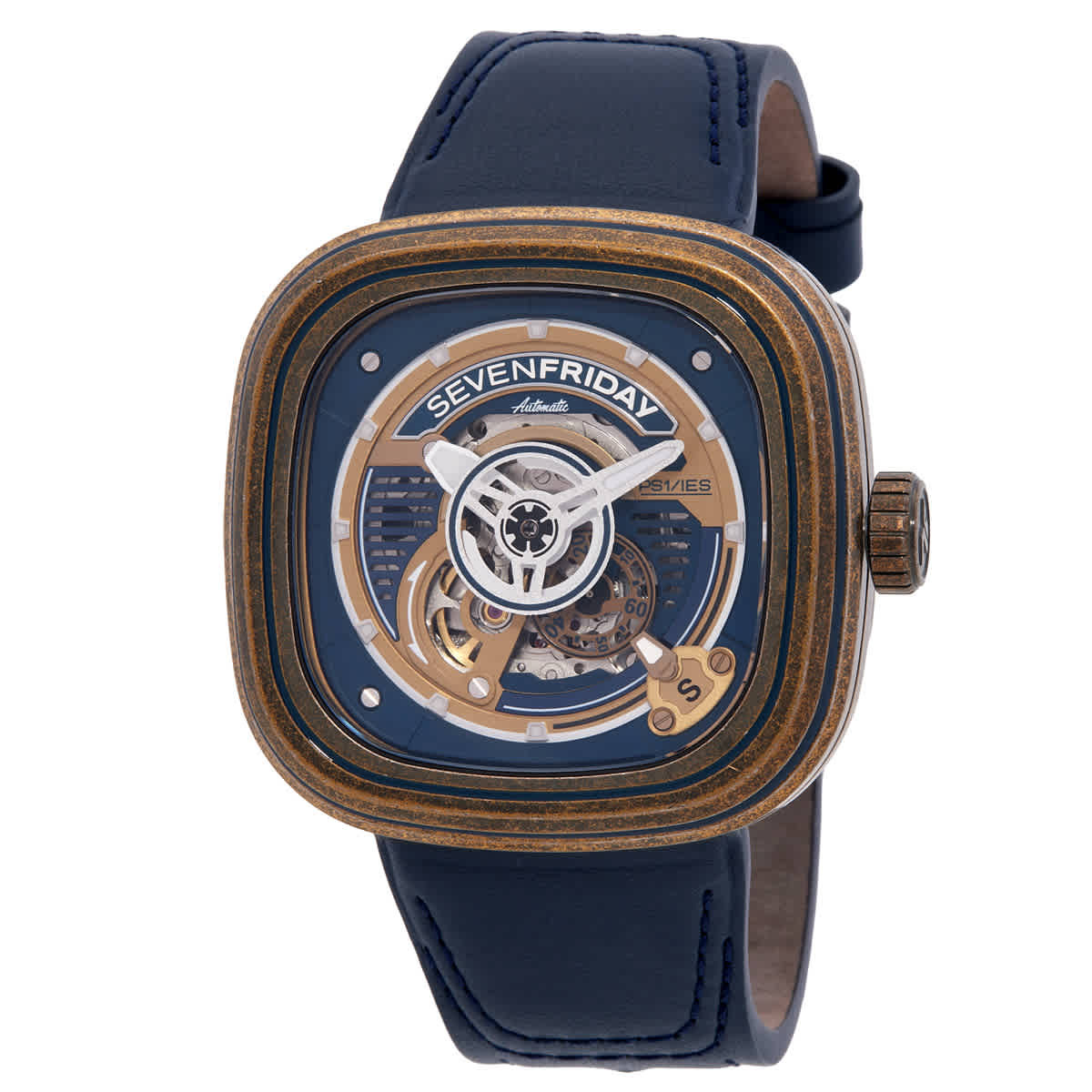 Sevenfriday Classic Skeletonized Blue Gold Dial Mens Watch PS1/04