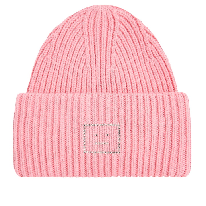 Photo: Acne Studios Women's Face Beanie Hat in Tango Pink 