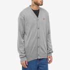 Comme des Garçons Play Men's Small Red Heart Cardigan in Grey