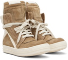 Rick Owens Beige Temple Geobasket Sneakers