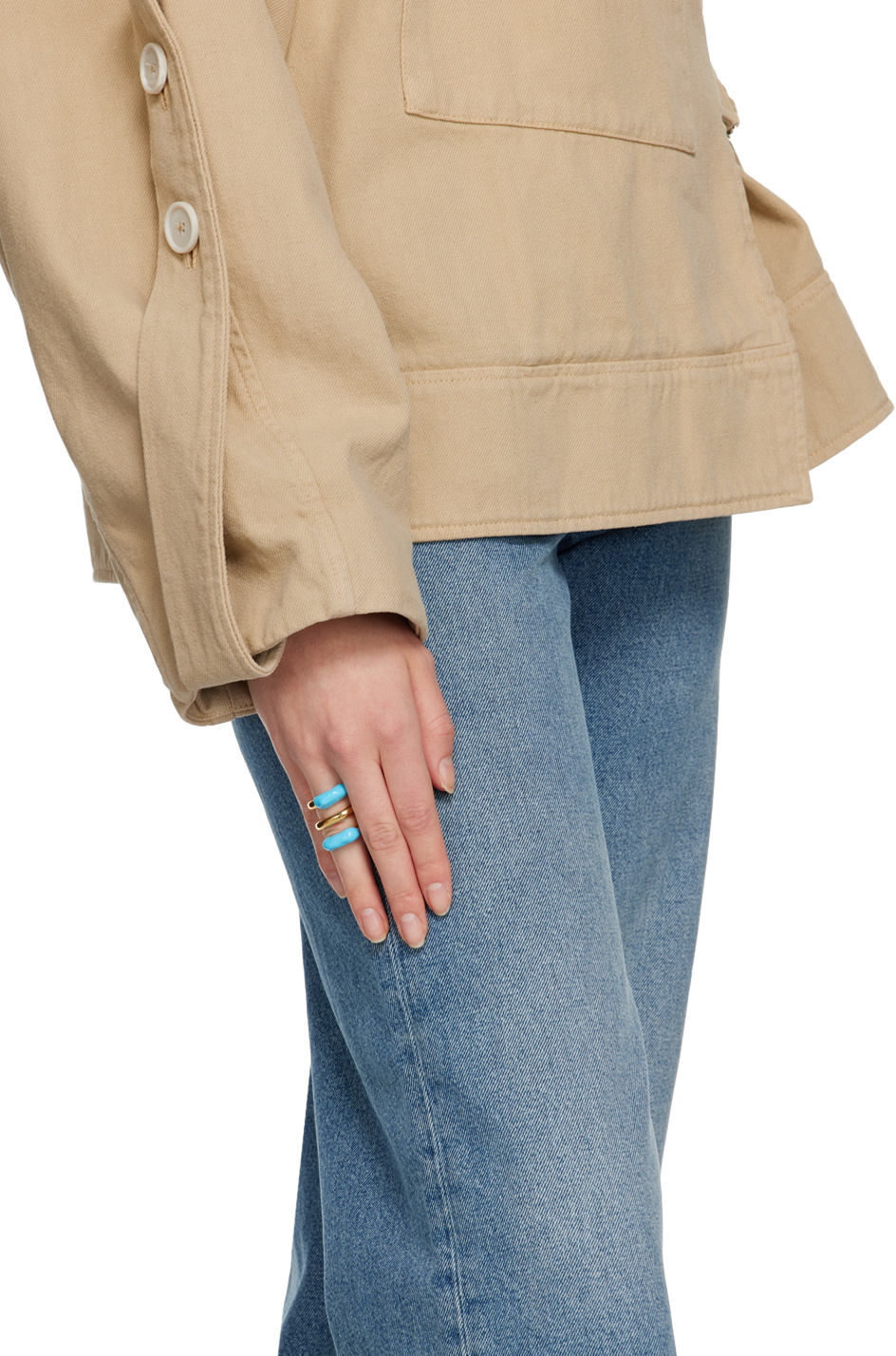 SUNNEI Gold & Blue Double Fusillo Ring Sunnei