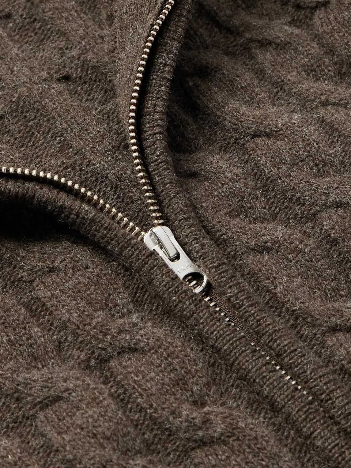 mfpen - Editor Cable-Knit Wool Zip-Up Cardigan - Brown