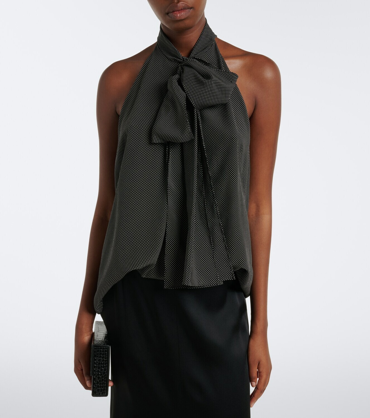 Tom Ford Polka-dot tie-neck silk crêpe de chine top