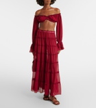 Bananhot Elma tiered semi-sheer maxi skirt