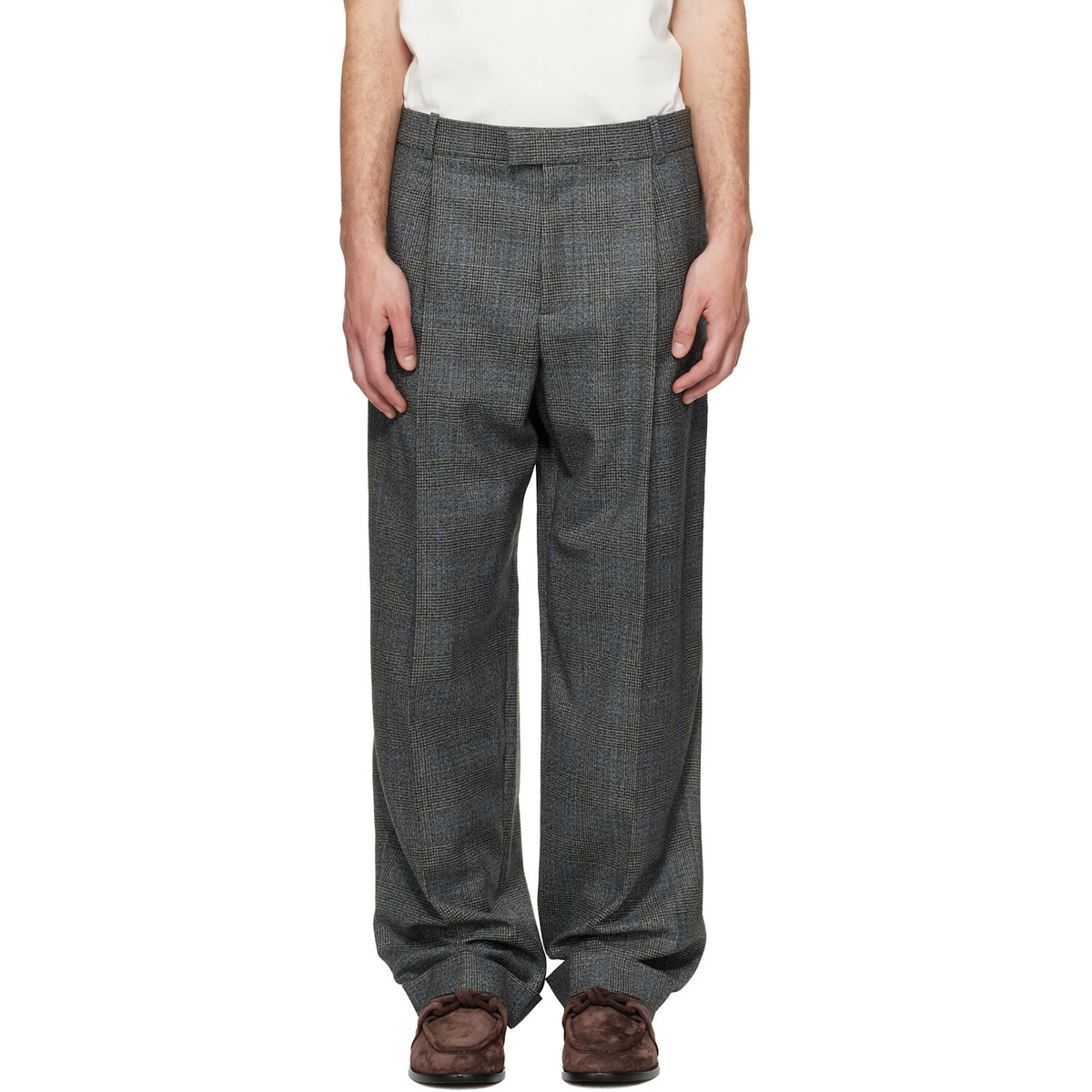 Bottega Veneta Gray Prince of Wales Trousers