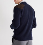 Kingsman - Merlin Slim-Fit Suede-Trimmed Cashmere Sweater - Blue