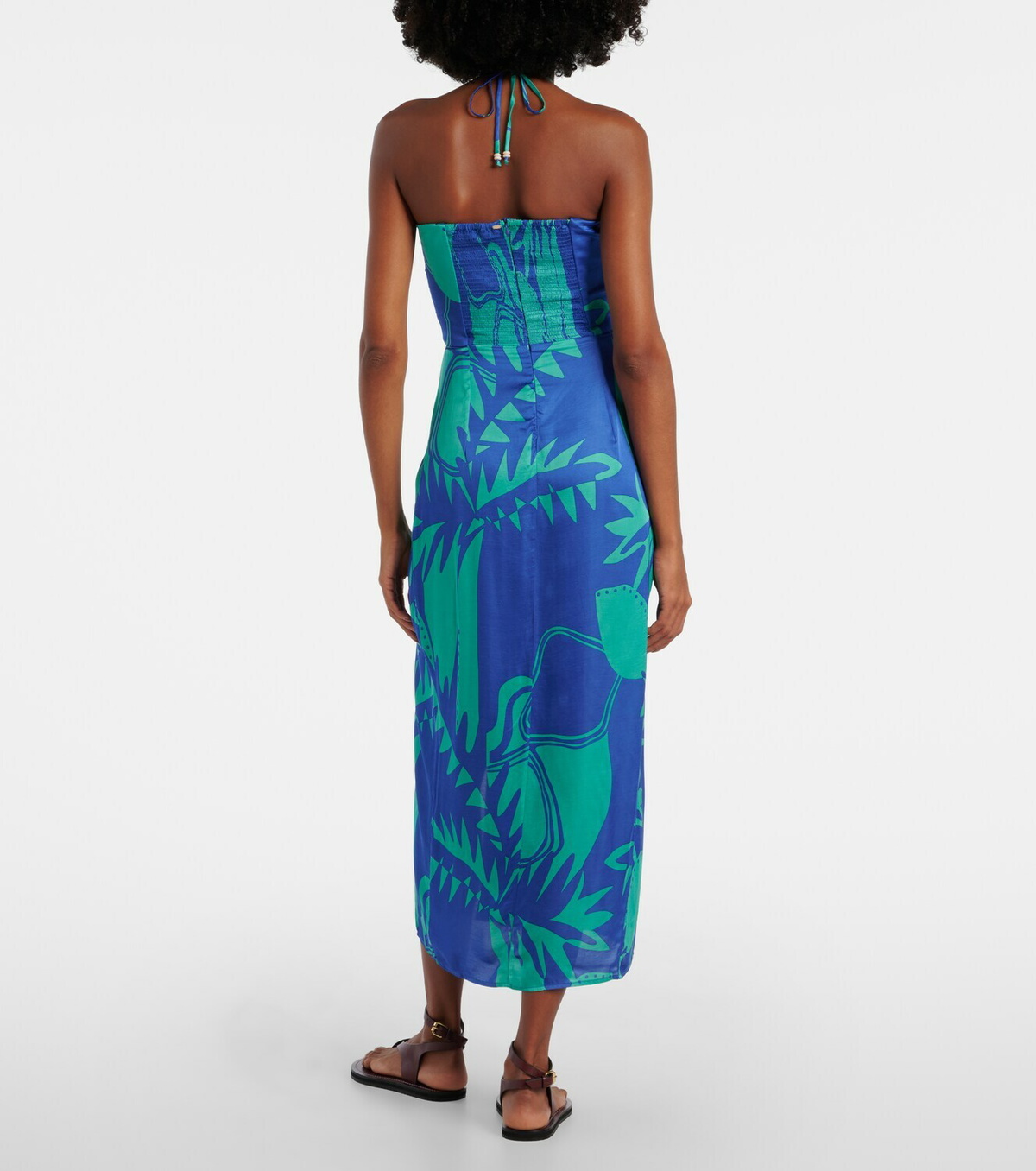 Poupette St Barth Collina printed strapless midi dress