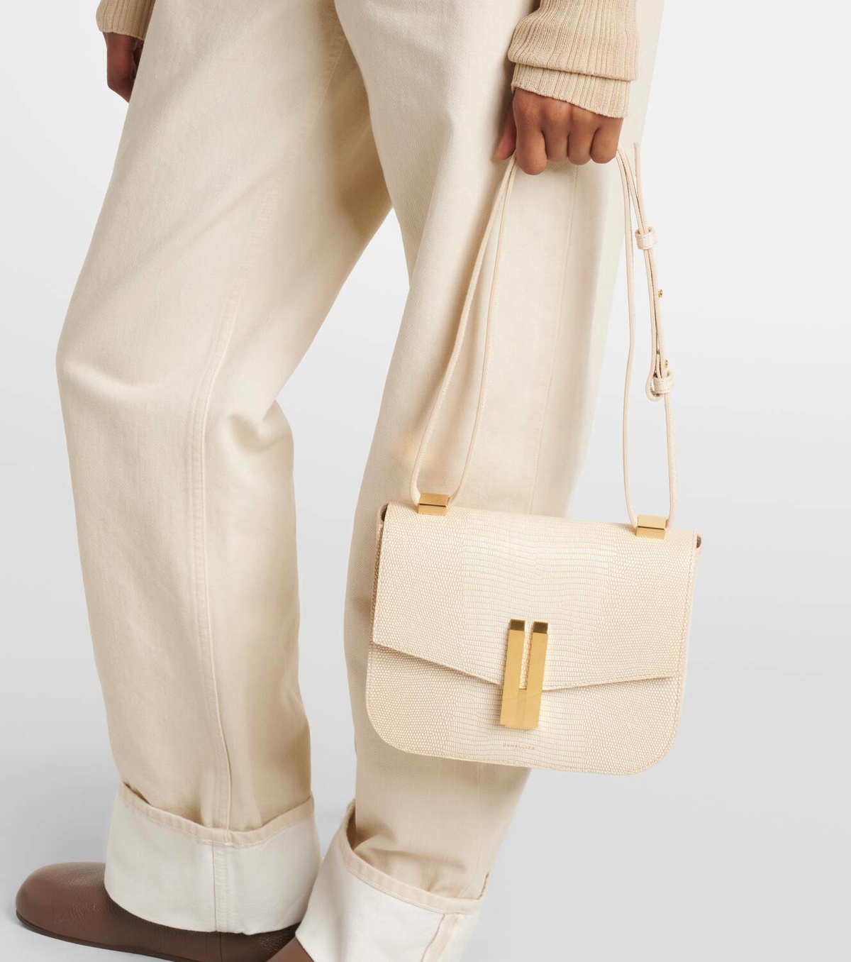 DeMellier Vancouver croc-effect leather crossbody bag