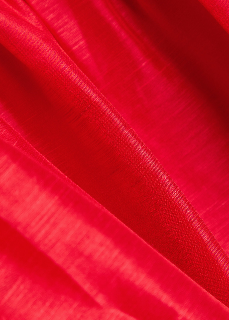 Tory Burch Pleated Linen and Silk-blend Maxi Dress Bright Red