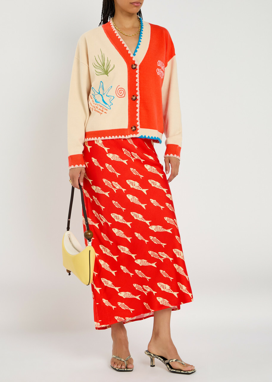 Never Fully Dressed Cream and Red Sol De Palma Knit Cardigan