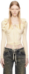 Emily Watson Off-White Frilly Cardigan