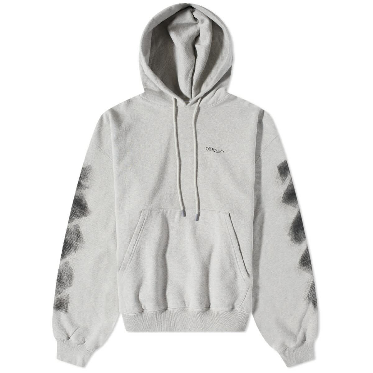 Off White Men s Jumbo Arrow Boxy Hoodie in Grey Marl Off White