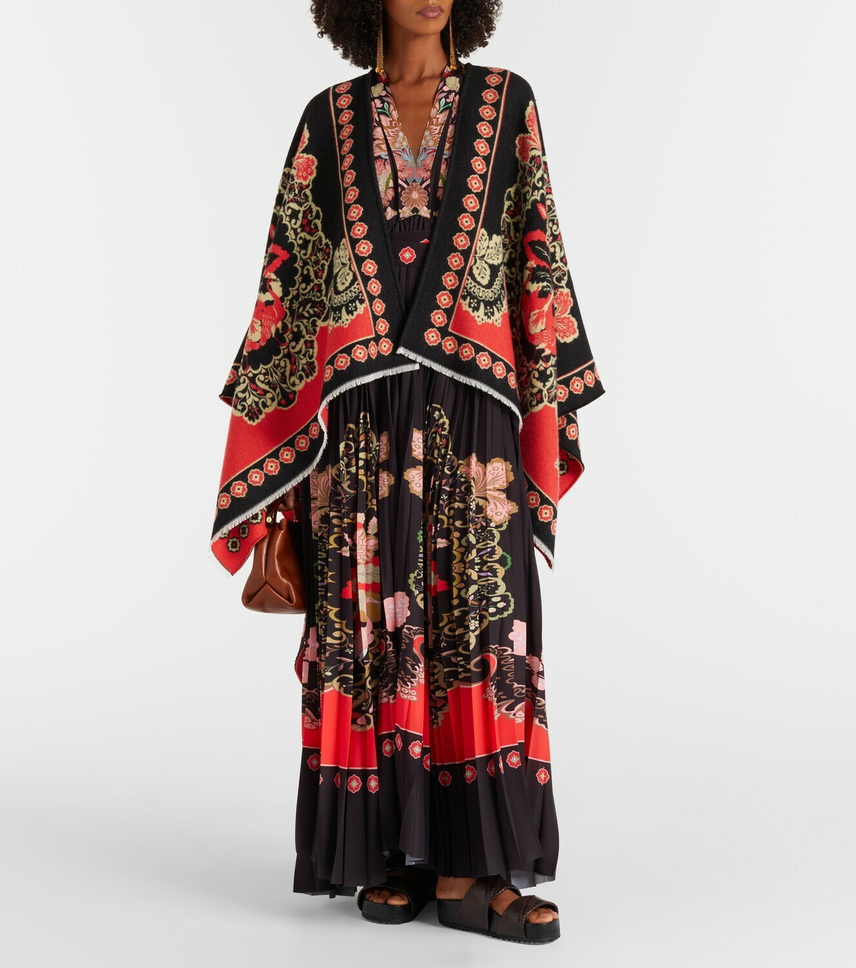 La DoubleJ Soul printed wool and silk poncho