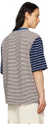 Camiel Fortgens White & Brown Striped T-Shirt