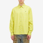 Acne Studios Men's Sarlie Face Flannel Check Shirt in Yellow/Green