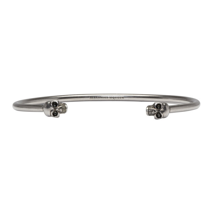 Photo: Alexander McQueen Silver Thin Twin Skull Bracelet