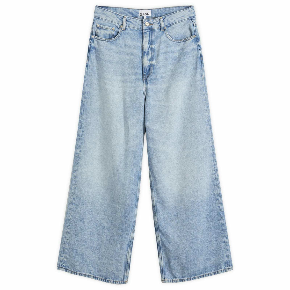 GANNI Herringbone Canvas Mid Waist Pants GANNI