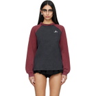 SHUSHU/TONG Gray & Burgundy Crewneck Long-Sleeve T-shirt
