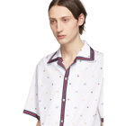 Gucci White Fil Coupe Multi Symbol Bowling Shirt