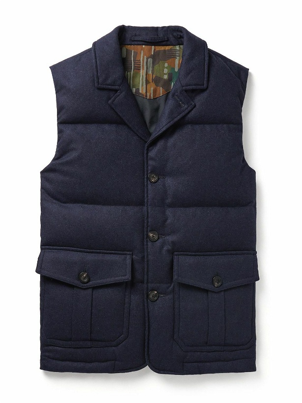 Photo: Incotex - Quilted Wool Down Gilet - Blue