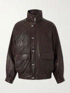 Enfants Riches Déprimés - Prince Phillip’s Childhood Panelled Full-Grain Leather Jacket - Brown