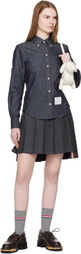 Thom Browne Navy Classic Point Collar Denim Shirt