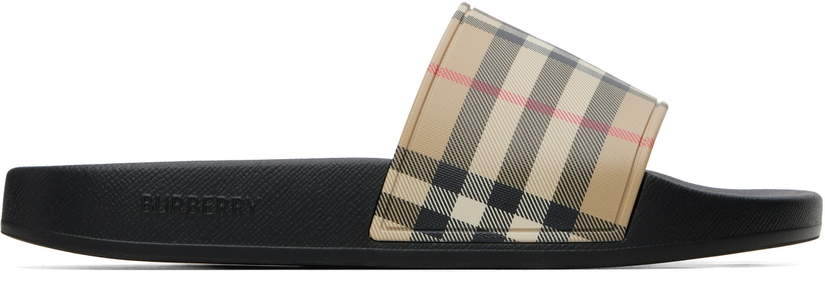 Burberry Beige Check Slides