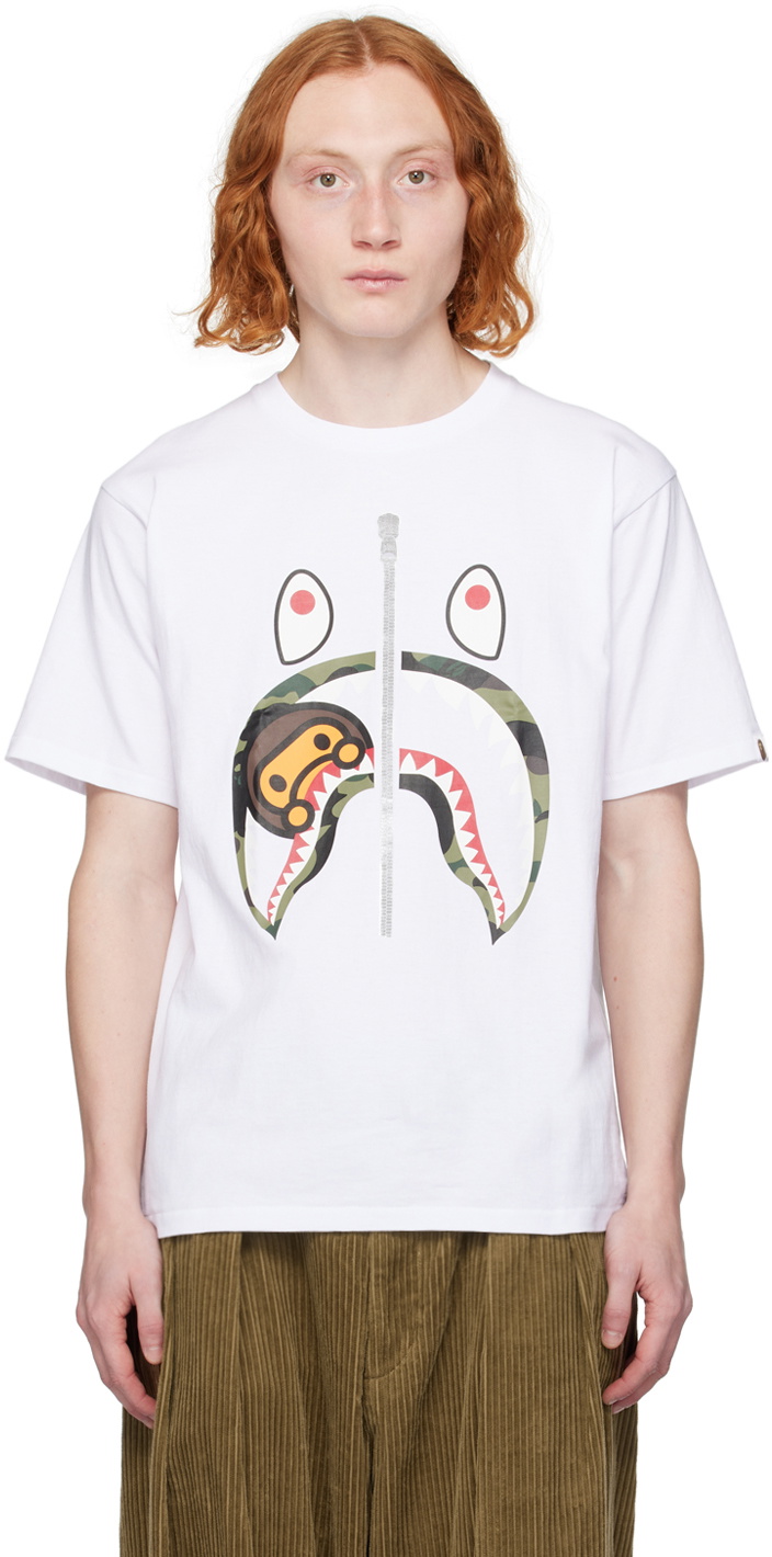 BAPE White 1st Camo Milo Shark T-Shirt A Bathing Ape