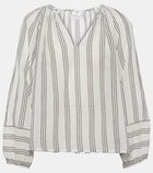 Velvet Gianna embroidered striped cotton top