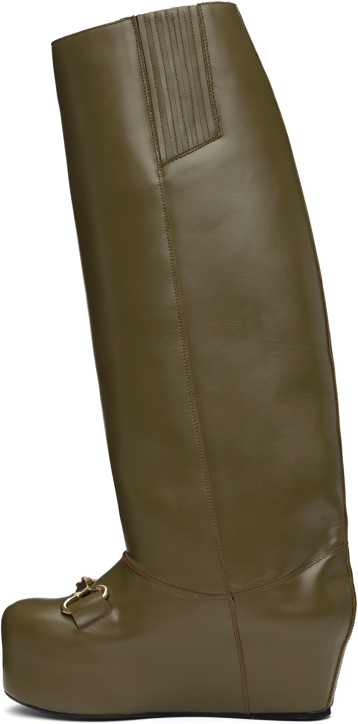 LAURA ANDRASCHKO Khaki Riding Buckle Tall Boots