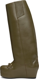 LAURA ANDRASCHKO Khaki Riding Buckle Tall Boots