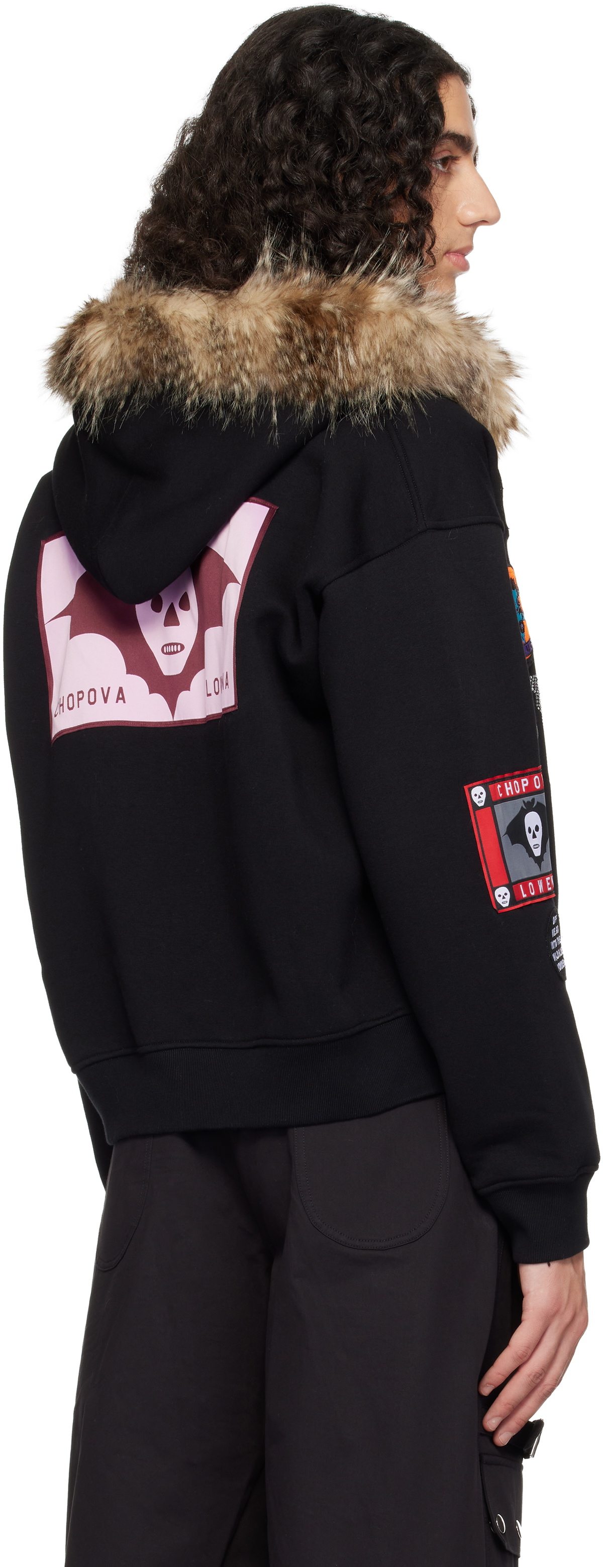 Chopova Lowena Black Fuz Zip Hoodie