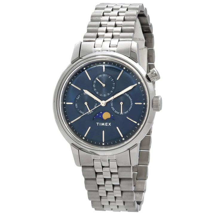 Photo: Timex Marlin Quartz Moon Phase Blue Dial Watch TW2W51300VQ