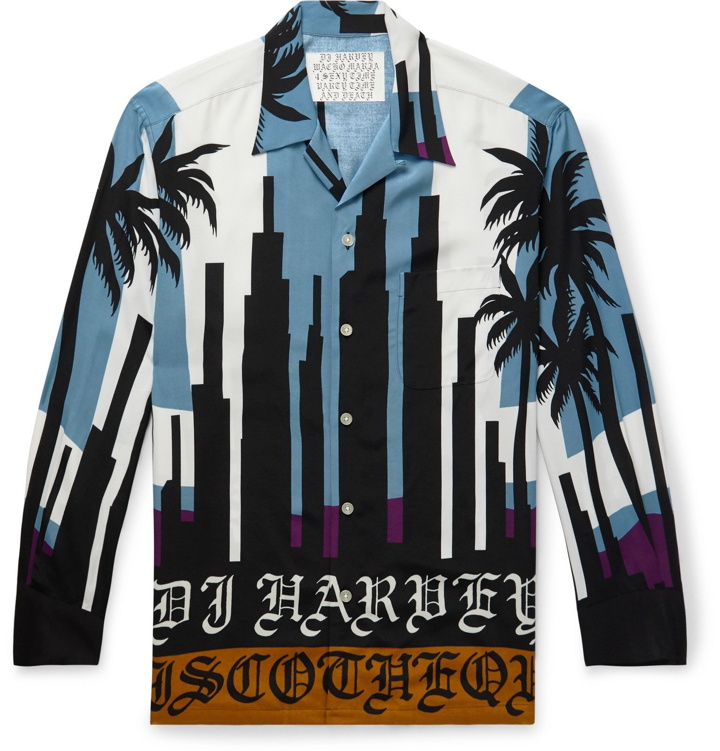 Photo: Wacko Maria - DJ Harvey Camp-Collar Printed Matte-Satin Shirt - Blue