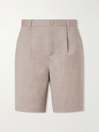 Frescobol Carioca - Serano Pleated Wool Shorts - Brown