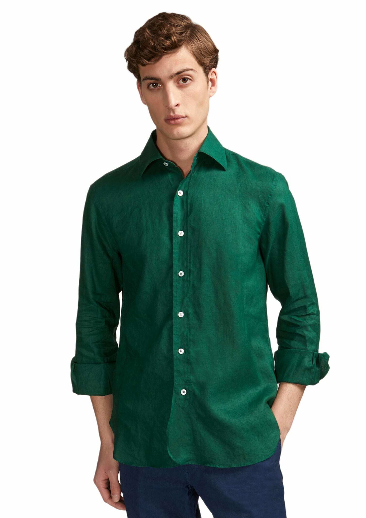 doppiaa Aalbenga Solid Linen Shirt