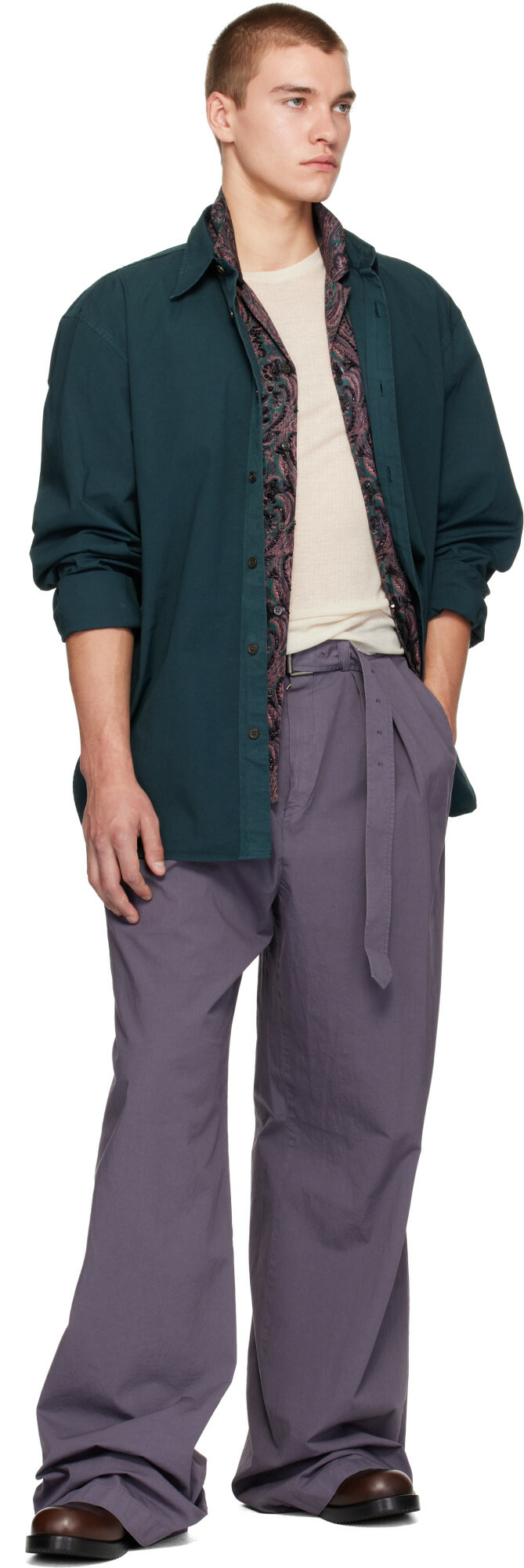 Dries Van Noten Green Poplin Shirt
