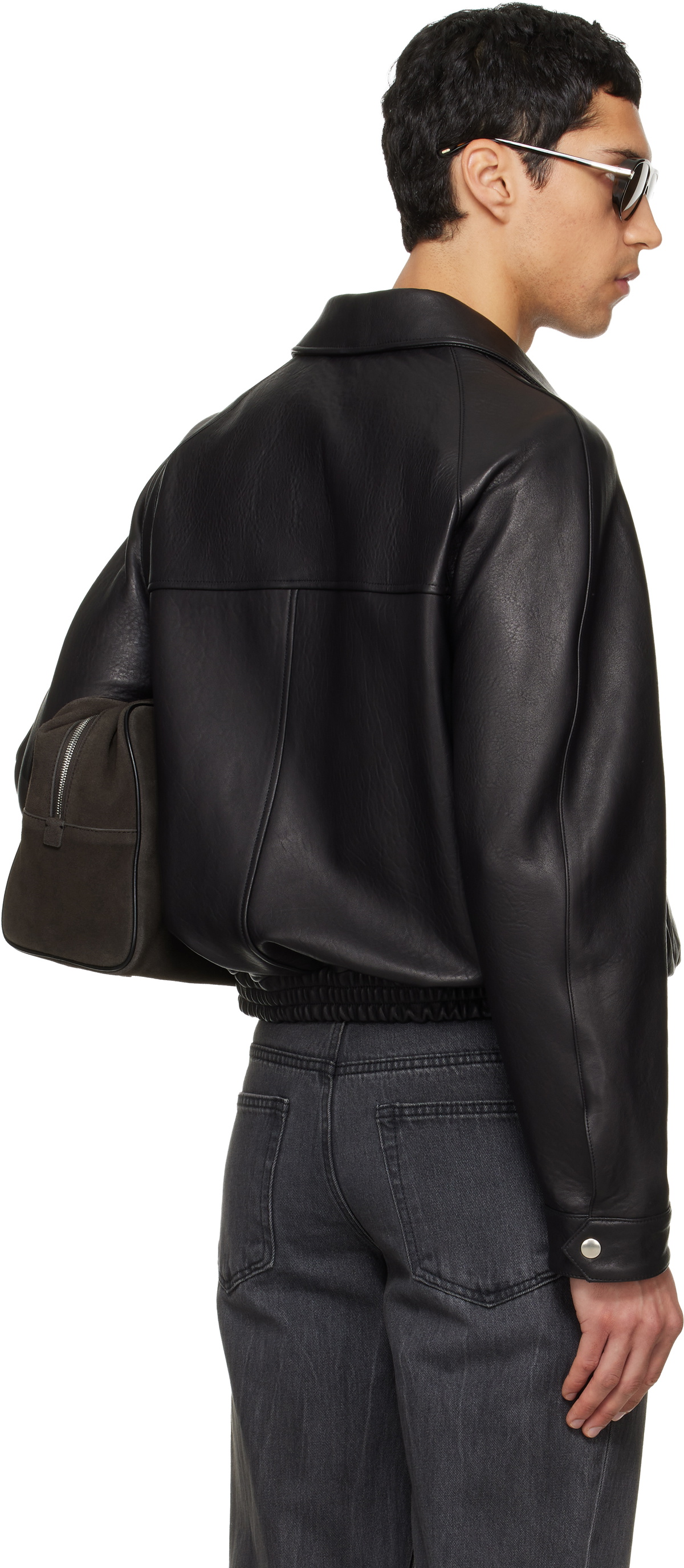 TONYWACK Black Vintage Lamb Leather Bomber Jacket Tonywack