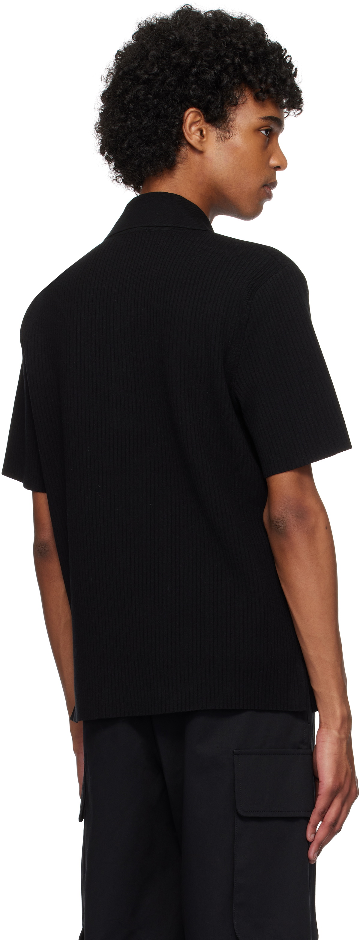 Courrèges Black Rib Knit Polo