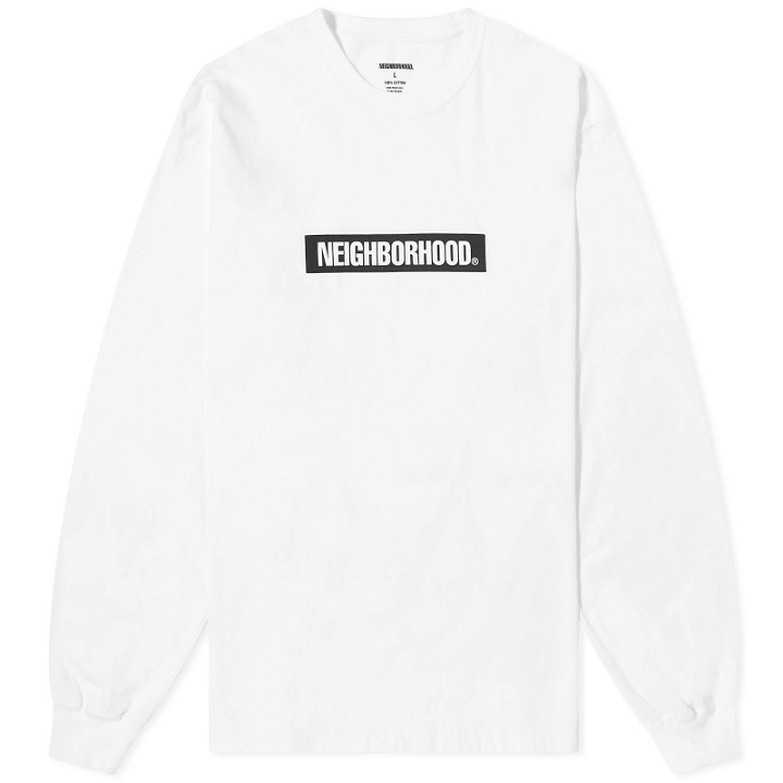 Photo: Neighborhood Men's 2 Long Sleeve Box Logo T-Shirt in White