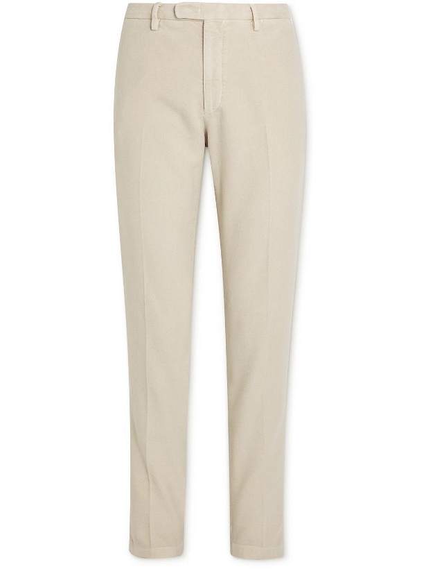 Photo: Boglioli - Slim-Fit Tapered Cotton-Moleskin Suit Trousers - Neutrals