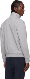 BOSS Gray Zip-Up Mercerized Stretch-Cotton Piqué Sweatshirt