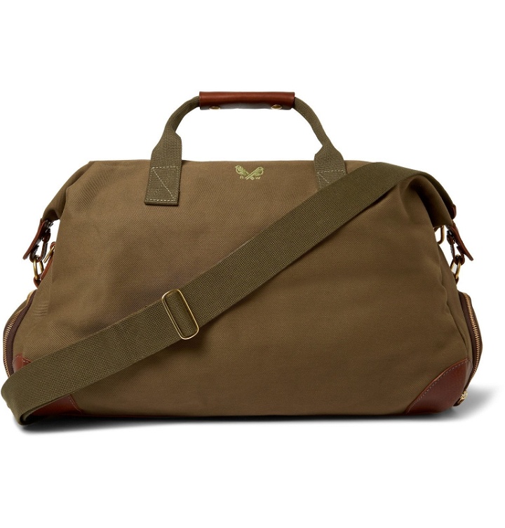 Photo: Bennett Winch - Weekender Leather-Trimmed Cotton-Canvas Holdall - Green