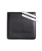 Brooks Brothers Men's Metallic Collar Stays with Nappa Leather Case | Silver